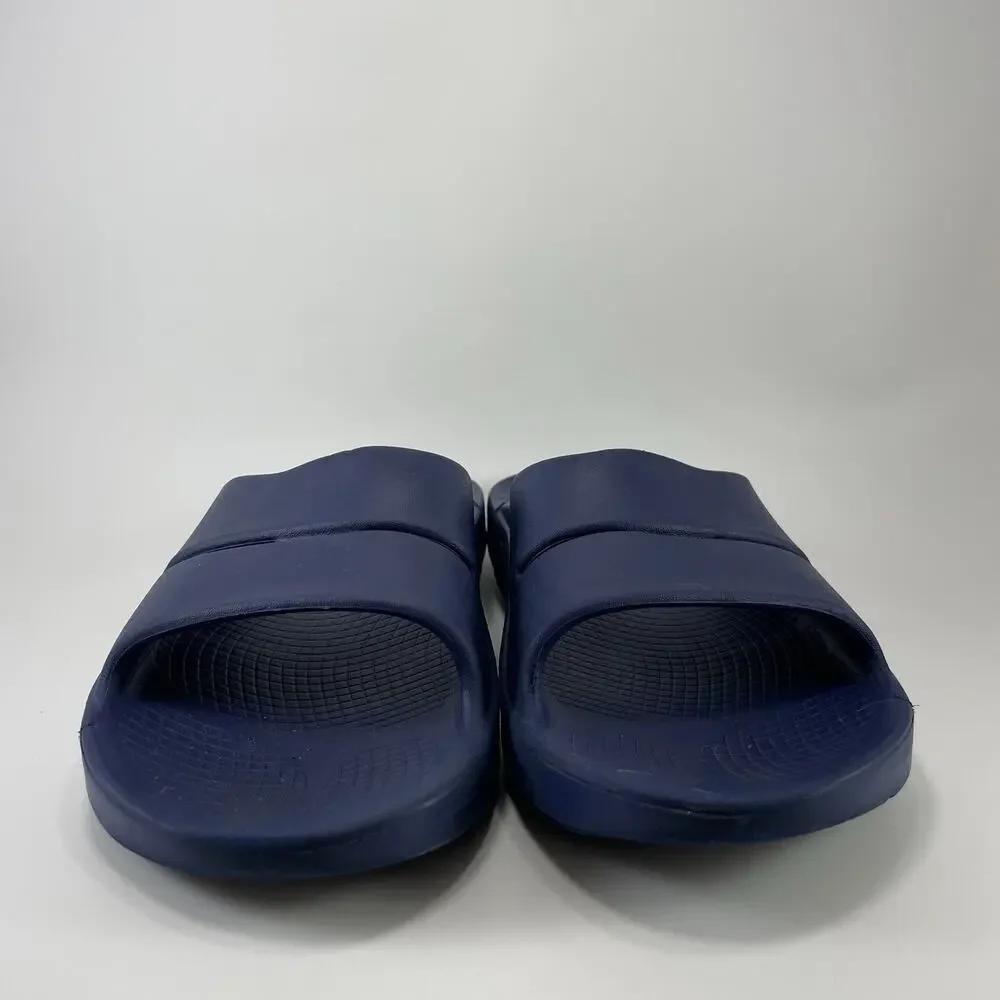 Oofos Ooahh Navy Blue Recovery Sandals Slides Mens Size 9 Comfort Slide Open Toe